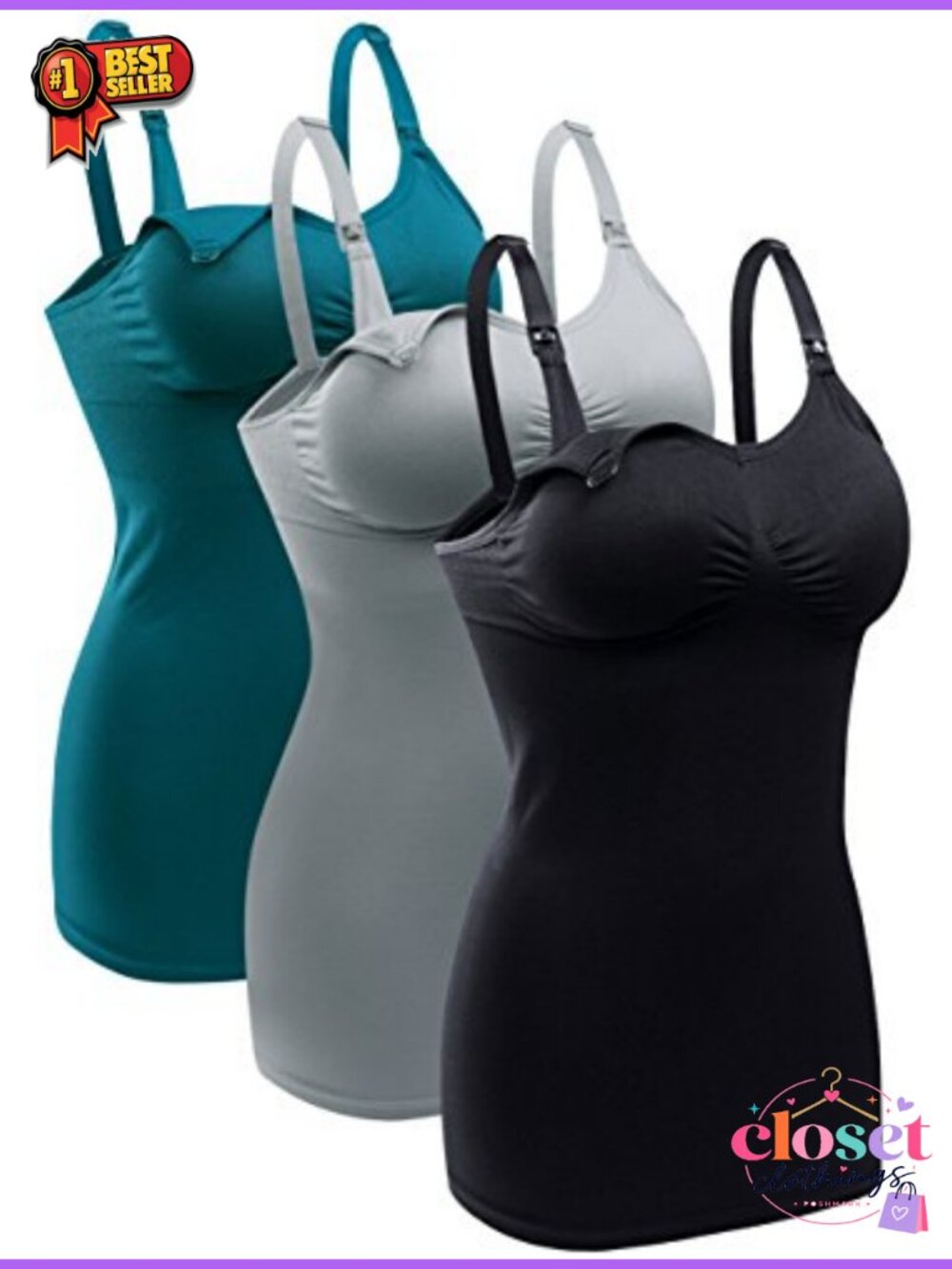 Nursing Tank Top Built in Bra Breastfeeding Maternity Camisole
